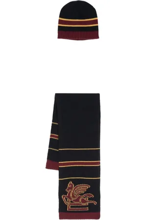 Etro Pegaso-intarsia wool-cashmere hat set