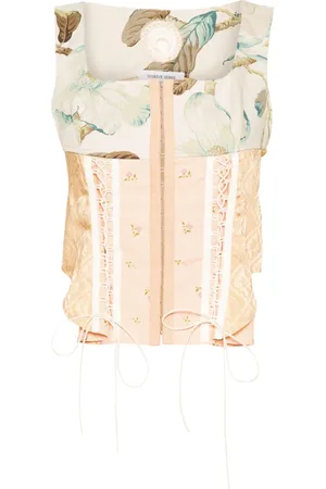 Marine Serre Upcycled cotton corset top