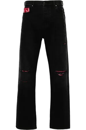 AMIRI Bandana Repair mid-rise straight-leg jeans