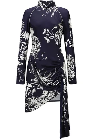 SHANGHAI TANG Mock neck floral minidress