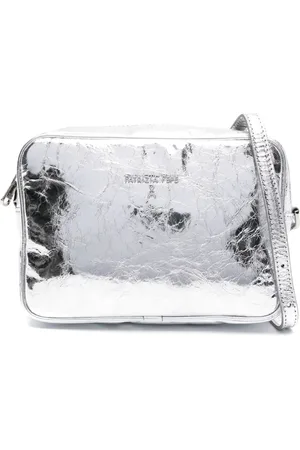 Patrizia Pepe Logo-plaque cracked effect crossbody bag