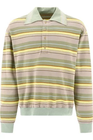 KAPITAL Striped long sleeve polo shirt