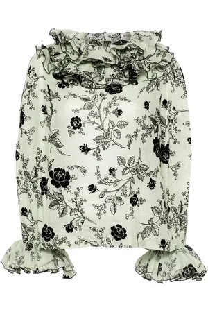 BODE Sweetunia flocked-floral blouse