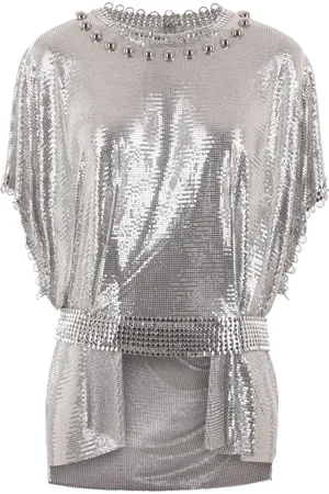 Paco rabanne Metallic-mesh belted top