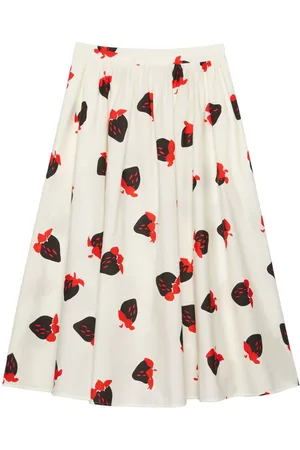 Msgm Strawberry-print pleated skirt