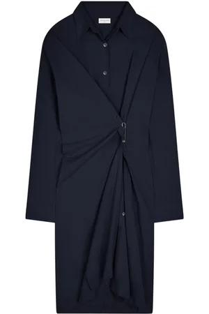 DRIES VAN NOTEN Draped cotton shirt dress