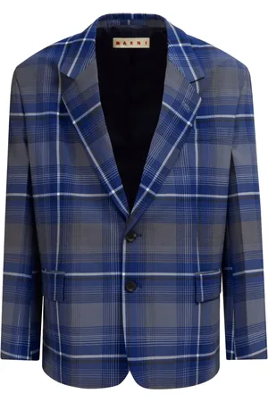 Marni Logo-embroidered plaid blazer