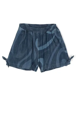 PUCCI Junior Marmo-print denim shorts