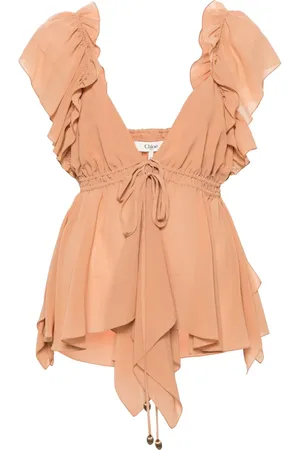 Chloé Ruffled sleeveless silk blouse
