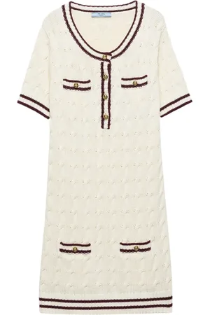 Prada Round-neck knitted cotton mini dress