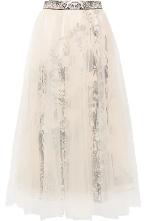 Camilla Floral-print tulle skirt