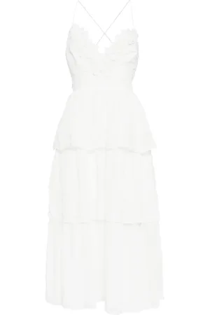 Self-Portrait Floral appliqué layered midi dress