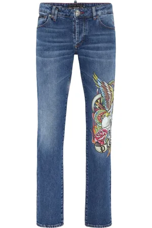 Philipp Plein Stretch-cotton straight cut jeans