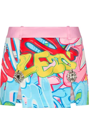 Philipp Plein Crystal-embellished graffiti-print miniskirt