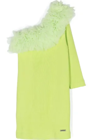MONNALISA One-shoulder ribbed-knit top
