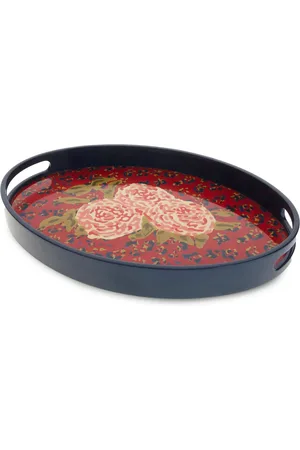 LISA CORTI Leopard Flower wood tray (24cm)