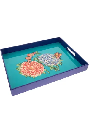 LISA CORTI Queen Flower wood tray (34cm x 45cm)