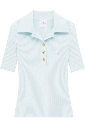 Courrèges Signature ribbed polo top