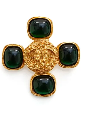 CHANEL 1994 CC stone-detail brooch