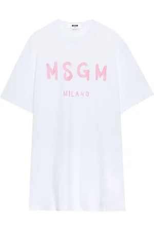 Msgm Brushstroke-logo cotton dress