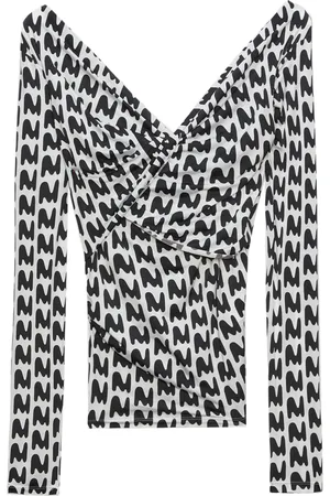 Msgm V-neck all-over logo-print top