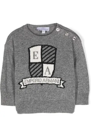 Emporio Armani Logo-intarsia mélange jumper