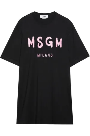 Msgm Brushstroke-logo cotton dress