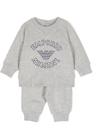 Emporio Armani Logo-embossed mélange tracksuit