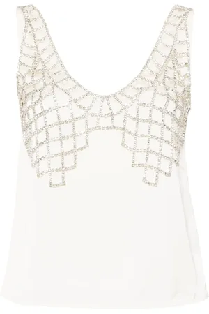 Self-Portrait Rhinestone-embellished sleeveless blouse
