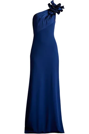Tadashi Shoji Floral-appliqué asymmetric gown