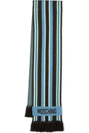 Moschino Logo-intarsia striped scarf