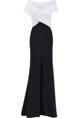 Tadashi Shoji Two-tone front-slit gown