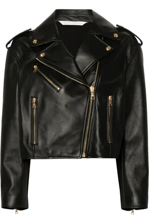 Palm Angels Logo-print leather biker jacket