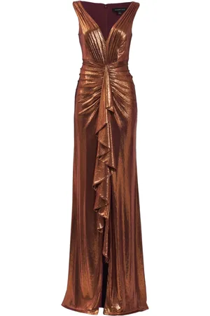Tadashi Shoji Metallic-effect gathered gow