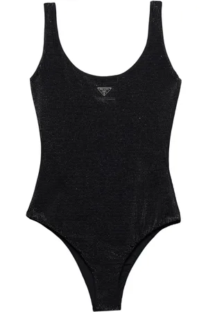 Prada Triangle-logo rhinestone-embellished swimsuit