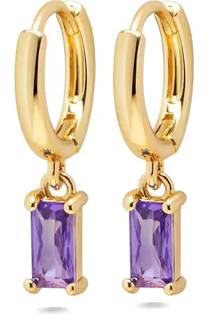 Nialaya Sterling silver zirconia-charm huggie earrings