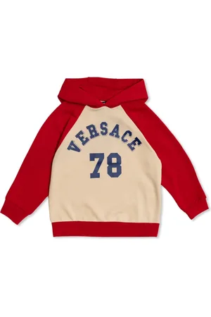 VERSACE Logo-print two-tone cotton hoodie