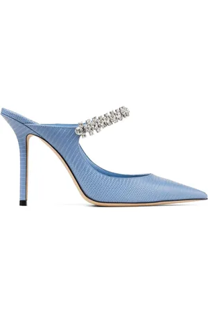 Jimmy Choo 100mm Big crystal-embellishment leather mules