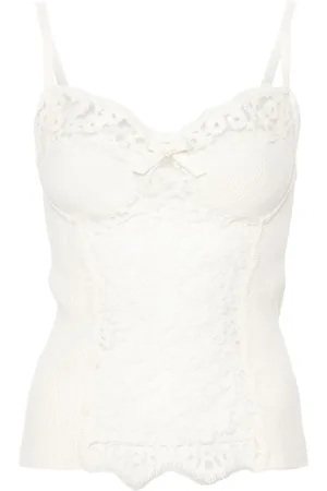 ERMANNO SCERVINO Floral-lace sweetheart tank top