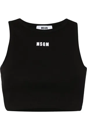Msgm Logo-embroidered cropped top