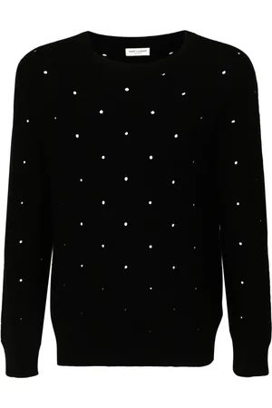 Saint Laurent Perforated embellished wool jumper