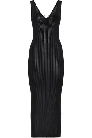 Philipp Plein Coated ribbed-knit midi dress