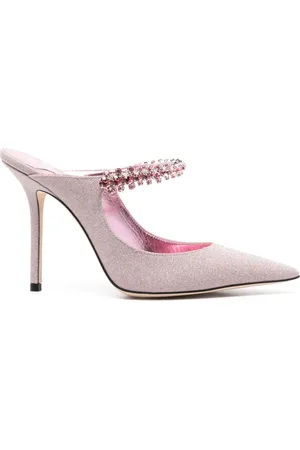Jimmy Choo Bing 100mm glitter-detailed mules
