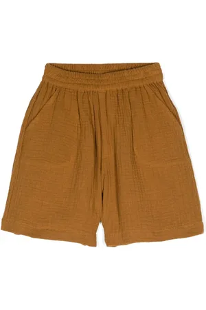 BONTON Elasticated-waist seersucker shorts