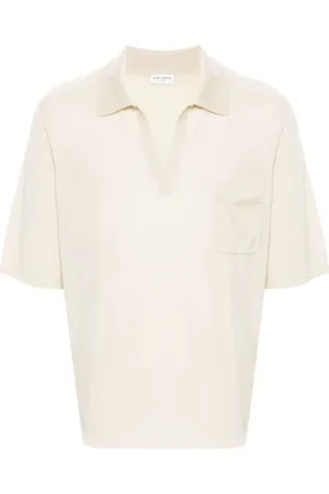 Saint Laurent Cassandre-embroidered wool polo shirt