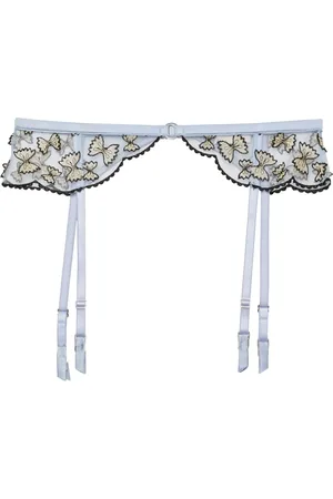 FLEUR DU MAL Farfalle embroidered garter belt