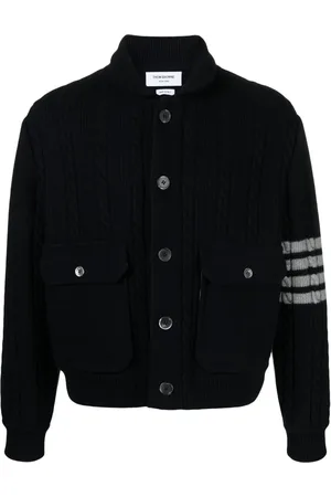 Thom Browne 4-Bar stripe cable-knit jacket