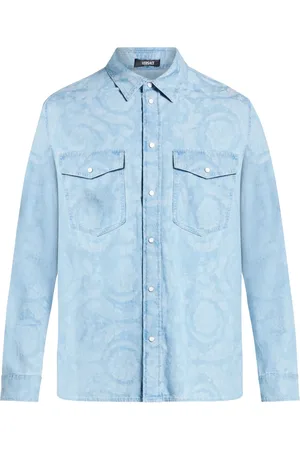 VERSACE Barocco-print denim shirt