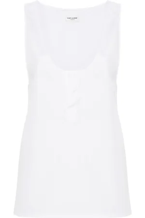 Saint Laurent Semi-sheer henley tank top