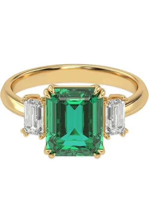 VEYNOU 14kt recycled yellow Eden emerald and diamond ring